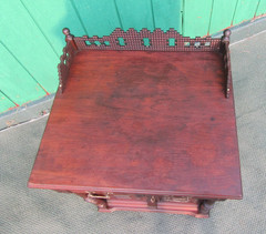 Antique Carved Rosewood Victorian Eastlake Sewing Machine Cabinet Cupboard Desk