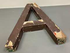 Vintage Wood Decorative Salvage Large 22″ Tall Letter “A” Old 1920’s-40’s