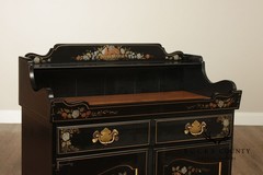 Ethan Allen Hitchcock Style Hand Painted Black Lacquer Dry Sink