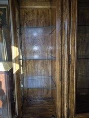 Drexel Vintage Oak China Cabinet Glass Doors Drawers Lighting 61x88x17in