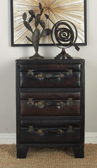 Faux Leather Room Cabinet Vintage Faux Leather Storage Cabinet with Buckles and