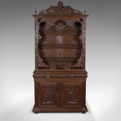 Antique, Breton Cabinet, Carved French Sideboard, Oak, Late 19th Century C.1880
