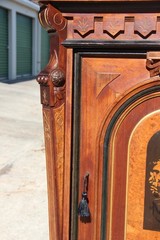 Spectacular Walnut Victorian Credenza Cabinet with Fabulous Marquetry Inlay