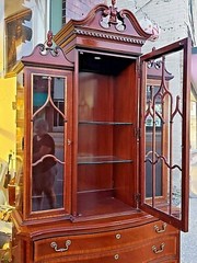 Gothic Breakfront Ornate china cabinet by Hickory Chair Co.