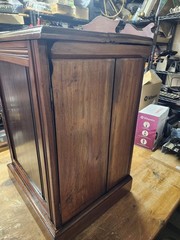 Antique 19th c Wooden Canmode Chamber Cabinet Primitive Walnut Potty Cupboard