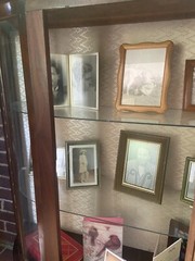 Antique Walnut and Curved Glass Curio Display Cabinet