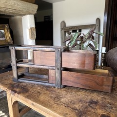 Unusual Draws Slim And Long Wooden Two Tier Vintage Shop Display Unit England