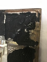 VTG Salvage Tin Ceiling 23″ SQ Metal 11″ Mirror Pineapple Fleur De Lis 1868-23B