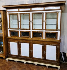 Humidor Opal Glass Tiger Oak HUMID-A-GAR Apothecary Display Cabinet GermanSilver