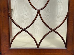 Vintage George III Style Two-Part Mahogany Lighted Breakfront China Cabinet