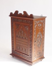 Art Nouveau Dutch Wooden Cabinet Antique Chip Carved Chest Folk Art Apothecary