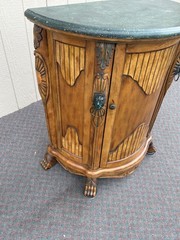67755 Demilune Wine Cabinet with Faux Stone Top and Carved Details