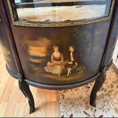 Antique Rounded Curio Cabinet Vernis Martin Style