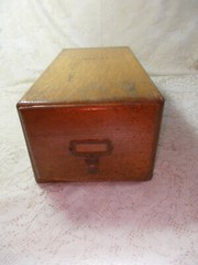 Vtg Antique Single Wood Oak Drawer Index File Cabinet 15″ long