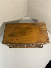 Vintage Crowley’s Needles Wood Cabinet – Antique 12 Drawer Cabinet
