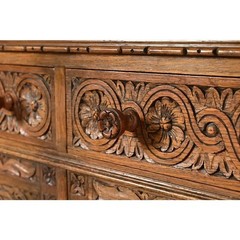Antique English Jacobean Carved Oak Bar Cabinet, Circa 1920s
