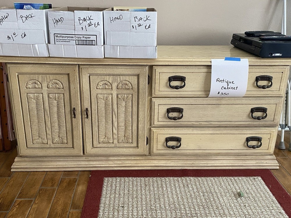 Antique Cabinet 70in X 18in X 30in