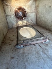 Hoosier Flour Sifter Bin With Window Kitchen Cabinet Metal Hand Crank Antiques