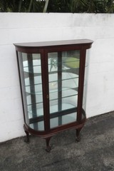 Early 1900s Large Ball and Claw Feet Display Curio Cabinet Cupboard 6095