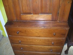 Antique Pine Two Part Step Back Cupboard Primitive Farm House Cabinet w/ Drawers