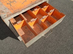 Vintage Mid Century Modern Industrial Steel Table Top File Cabinet Four Drawers