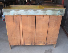 Antique American Dry Sink Cabinet Original Yellow Paint One of the Best c. 1840