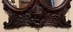 Antique Victorian Walnut Carved Mirror with Cherubs