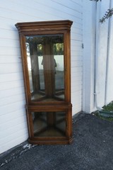 Tall Oak Corner Display China Cabinet Cupboard by Gordons 2706