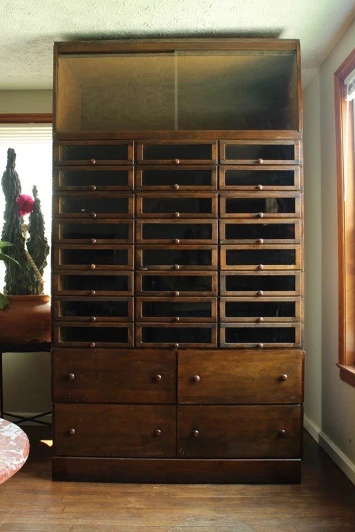 Very Large Antique Haberdashery Cabinet, Birch, Collector, Shop, Rack, 1910