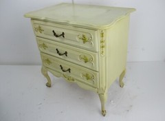 Hollywood Regency French Provincial White Crackled Chest of Drawers Cabinet