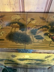 Vintage Chinese Cabinet Chinoiserie Asian style Folding Liquor French Bar Brass
