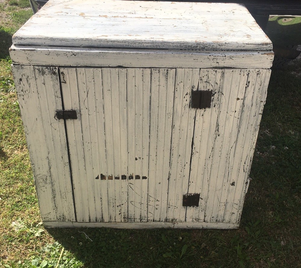 Antique Handmade Wood Primitive Cabinet Original Hardware 32-1/2 X33 X 21-1/2