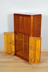 Art Deco Speckled Mahogany Bar Cabinet, circa 1930