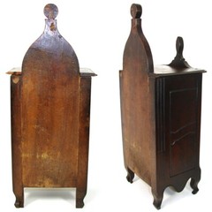 Antique 19th c. French Salt Box, Cabinet, 17 5/8″ Tall, Carved Country French