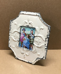 VTG 11×13 Shabby Decorative 4×6 Tin Ceiling White Picture Frame Old 387-26B