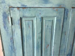 Antique Hutch Top Cabinet Pantry Painted Blue Shades Distressed Cupboard Cabinet
