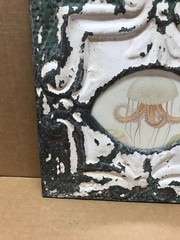 VTG Shabby 11″ Sq. Photo 4×6 Oval Tin Ceiling Shabby Picture Frame Old 626-26B