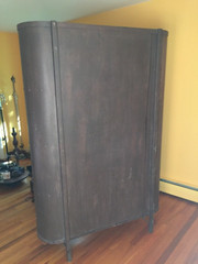 vintage industrial metal display china cabinet case bookcase curio shelf record