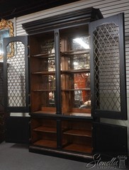 69061: MARGE CARSON Monumental Black Painted Finish China Cabinet