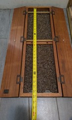 Vintage Rustic Solid Wood Skinny Display Curio Cabinet Memo Cork Board & Doors