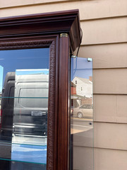 67786 Elegant Mahogany Curio Cabinet with Glass Shelves and Lighting