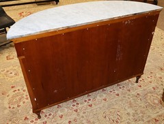 John Widdicomb Adam Style Faux Marble Walnut Demilune Commode Buffet Server