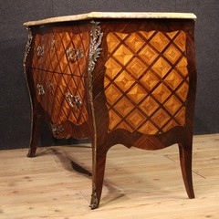 French inlaid commode furniture dresser 2 drawers Louis XV style marble 900