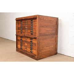 Antique Arts & Crafts Oak Architect’s Blueprint Flat File Cabinet, Circa 1900