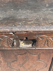 antique pilgrim period 17th c carved oak coffer primitive blanket chest