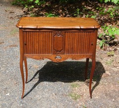 Antique Solid Oak French Louis XV Style Tambour Cabinet Table Server Cupboard