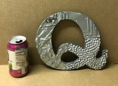 Decorative Salvaged Tin Ceiling 8″ Patchwork Shabby Silver Letter Q Old 201-26B