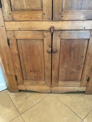 Antique Tennessee walnut 1780s corner cupboard raised panel blind door