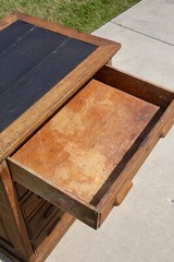 Antique Apothecary Cabinet Slot Machine Stand Wood Drawer Tiger Oak counter VTG