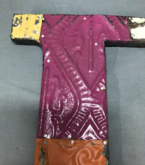 Decorative Salvage Tin Ceiling 12″ Patchwork Metal VTG Letter D Old 270-25B